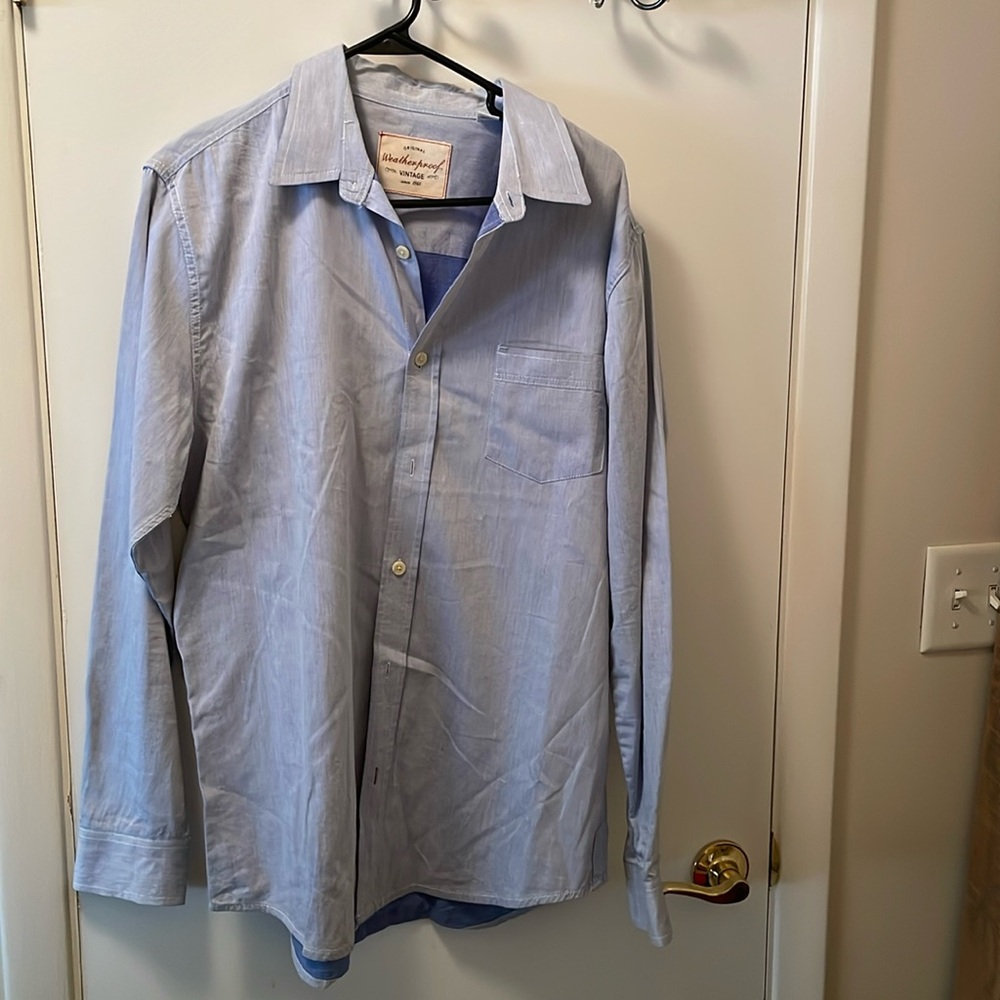 Weatherproof Vintage Blue Button Up Dress Shirt in Mens Size Medium